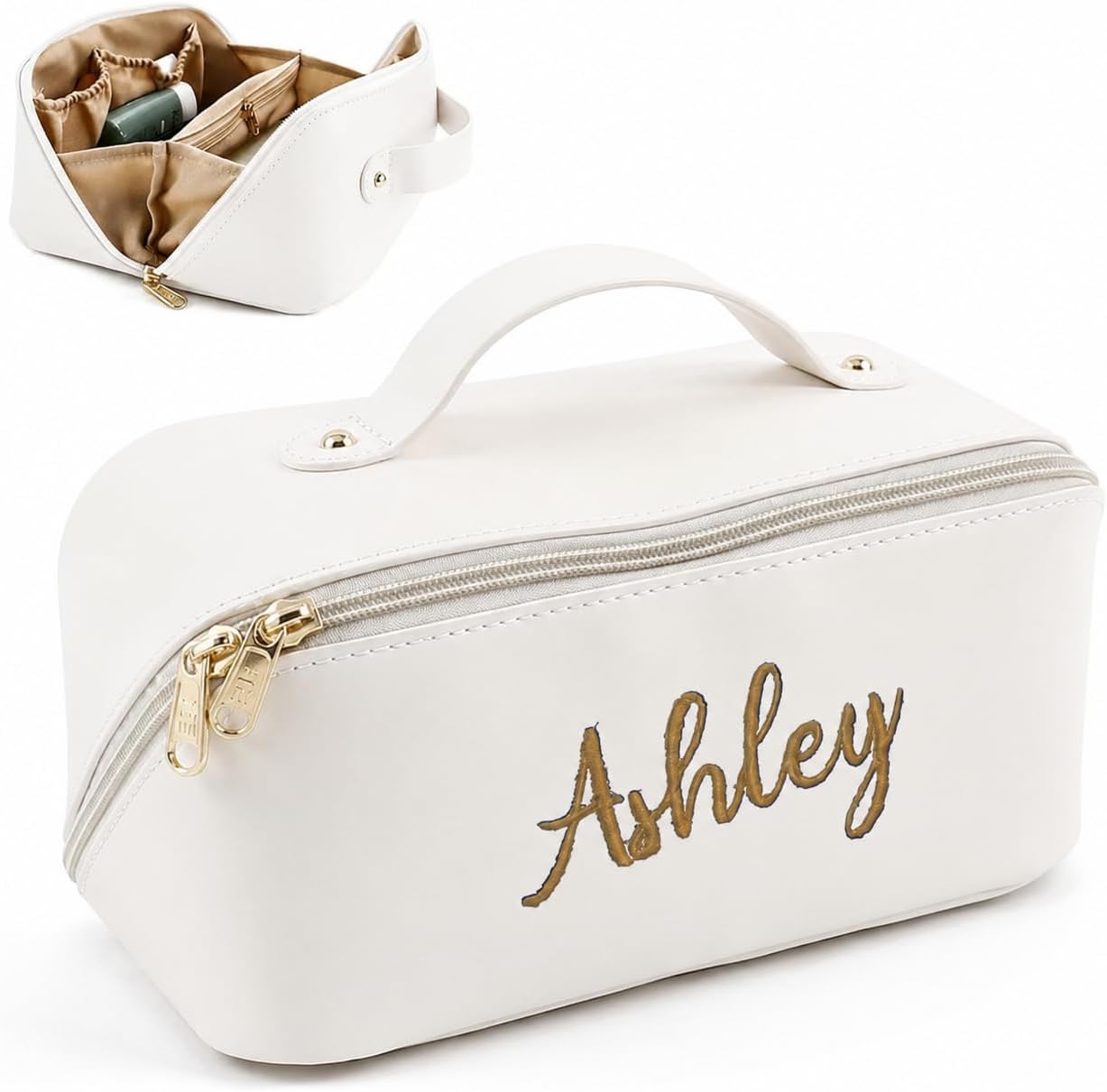 Personalized Travel Makeup Bag, Large Capacity Cosmetic Organizer