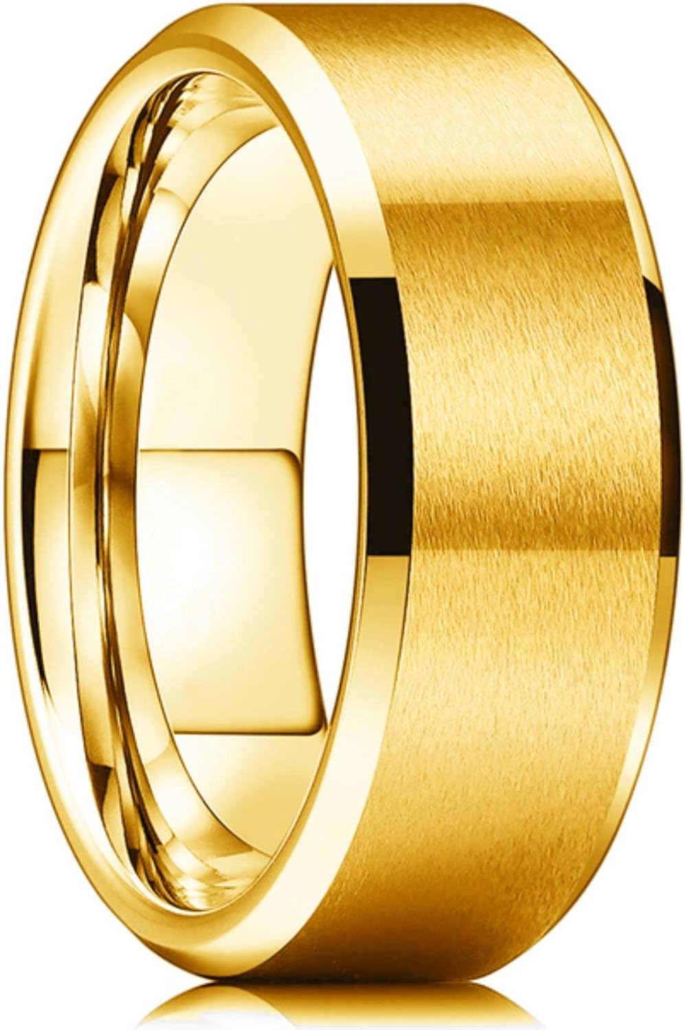 Fede Nuziale In Foglia D'oro Giallo E Meteorite In Carburo Di Tungsteno Nero Da 8 Mm Con Superficie Sfaccettata, Anello Di Fidanzamento O Promessa Di Anniversario Per Uomo - Italia - Foto 8