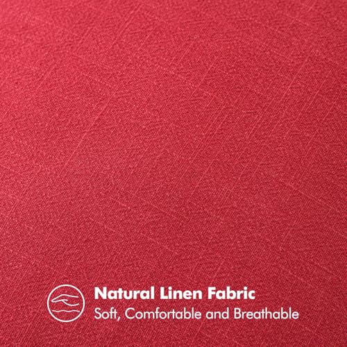 Image of MIULEE Decorative Linen Pillow Covers 18x18 Inch Red ​Boho Farmhouse​ ​Neutral Couch Throw Pillows for Bed Pack of 2 Accent Modern Pillowcase Sofa Livingroom Home Decor