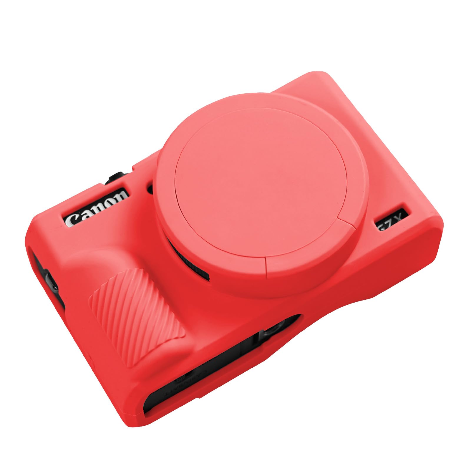 G7X Mark III Case, Soft Silicone Protective Case Cover for Canon Powershot G7X Mark III Digital Camera, Durable Camera Body Skin Protector with Removable Lens Cover - Red
