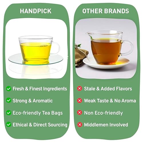 Vista 134 de HANDPICK, Bolsas de té negro orgánico English Breakfast (100 unidades) USDA Orgánico, sin OMG Té negro fuerte, robusto y alto en cafeína Bolsas