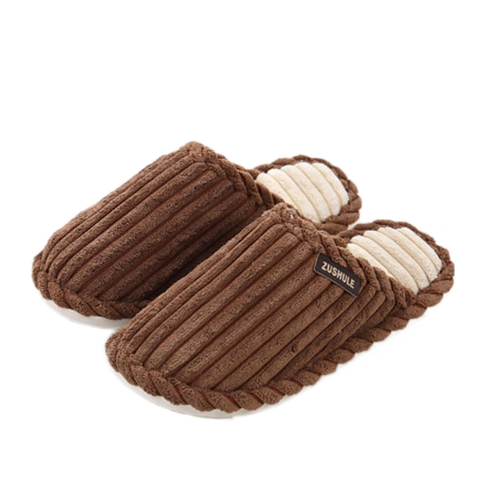 House Slippers Mens Washable Cotton Memory Foam House Slippers Indoor Home Sleepers Bedroom Shoes Lightweight and Breathable Non Slip House Shoes Cotton Slippers (Color : Coffee, Size : 41)