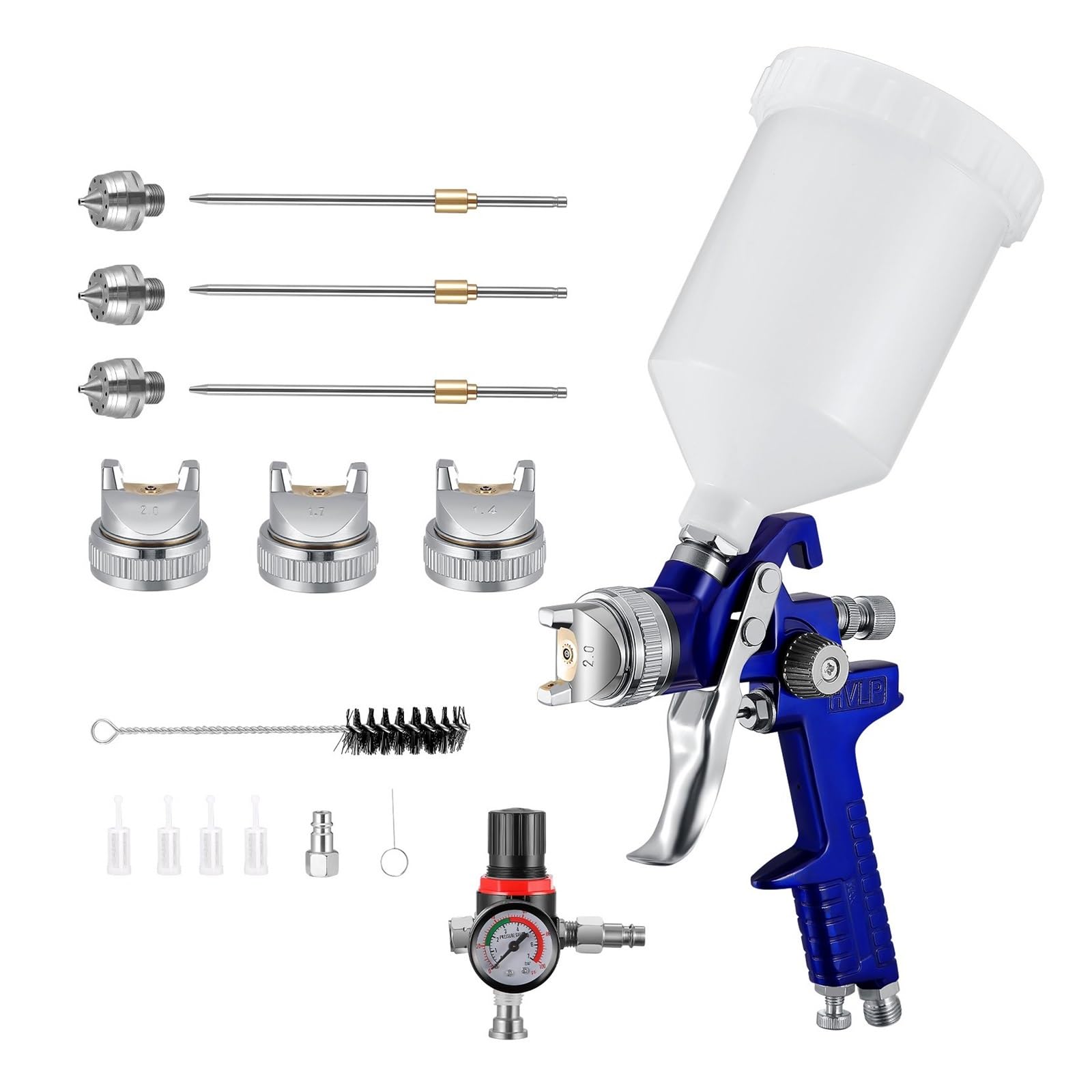Kit arographie HVLP pistolet pulvrisation peinture meuble buses 1.4mm 1.7mm 2.0mm rglateur