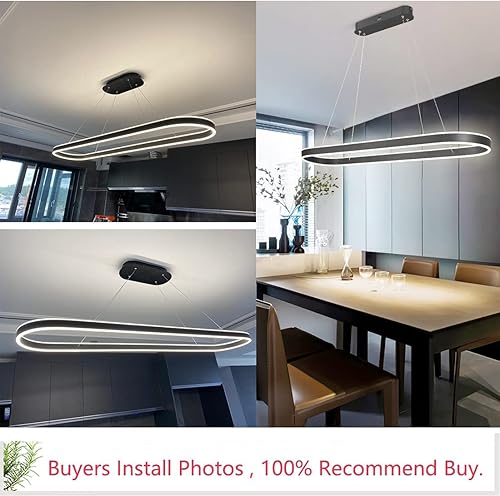 Miniatura 2 de Lámpara colgante LED regulable para mesa de comedor, candelabros circulares, moderna isla de cocina dorada, tira remota, candelabros blancos,