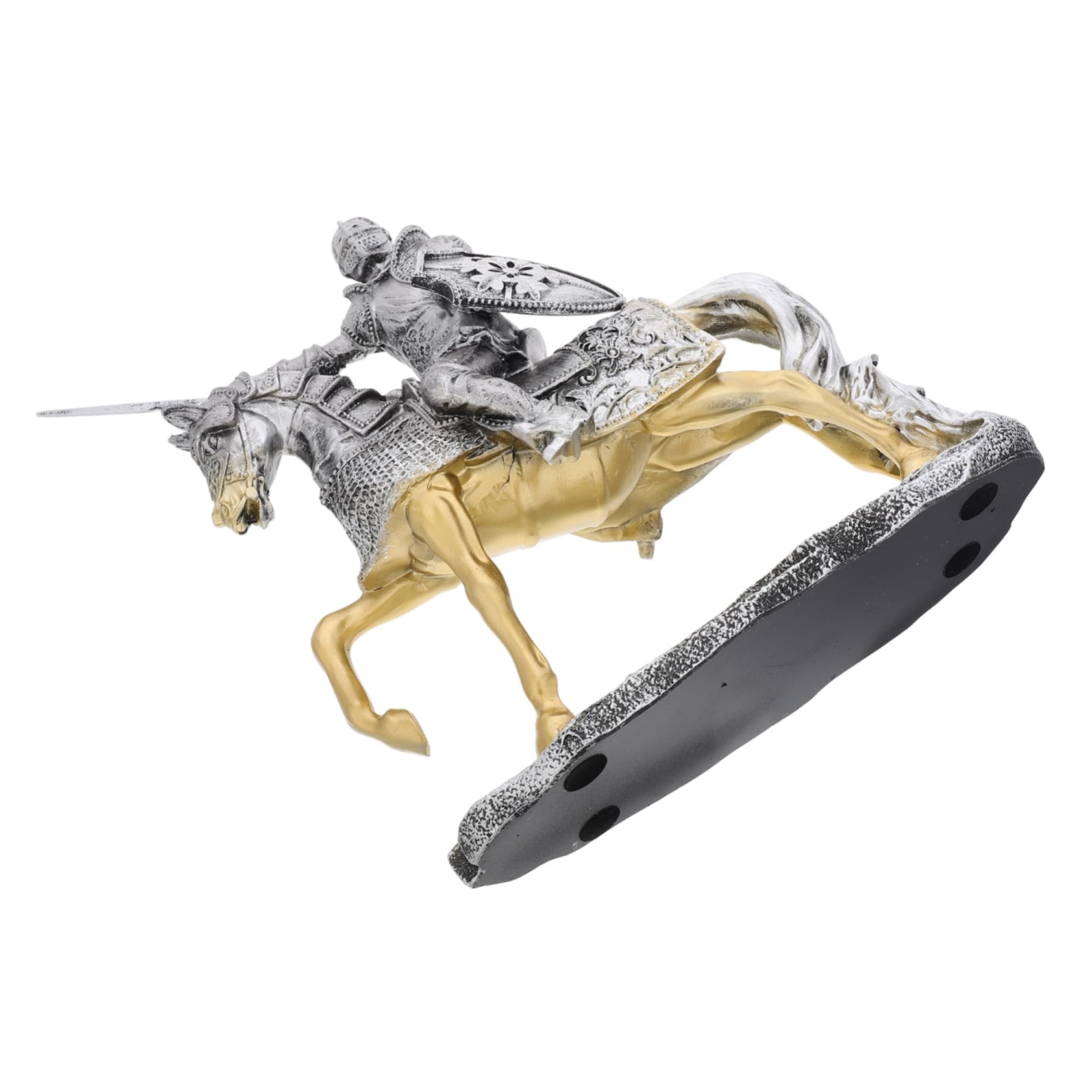 Statue Miniature Chevalier Médiéval Argenté en Résine pour Bureau