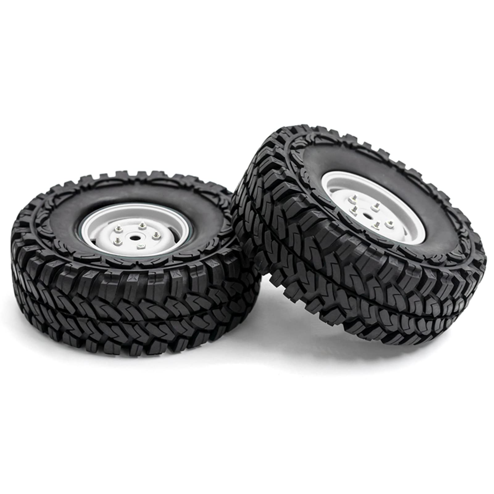 COMETX Lot 4 Pneus Caoutchouc 125mm Avec Jantes Métal – Pour RC Rock Crawler 1/10 Traxxas Trx-4 Trx-6 Axial Scx10, Adhérence Terrain