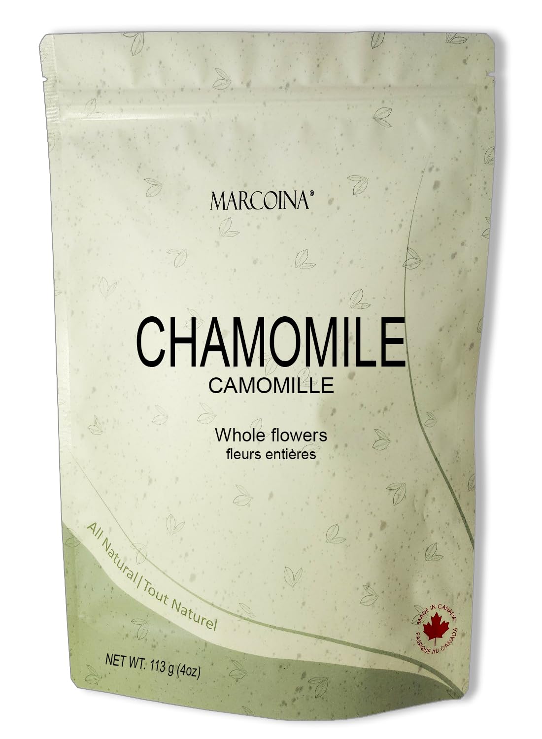MARCOINA - Pure Chamomile Herbal Tea 113g - Whole Flowers, Loose, Caffeine-Free, Resealable Bag (4oz) - 4