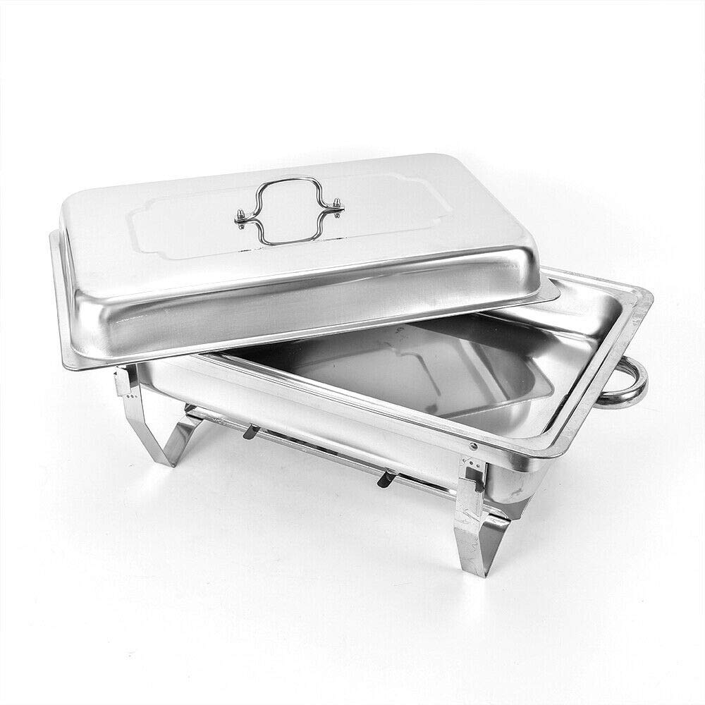 9 litri in acciaio inox Chafing Dish scaldavivande con manici e coperchio, contenitore termico in argento, per buffet, colazione, feste, matrimoni
