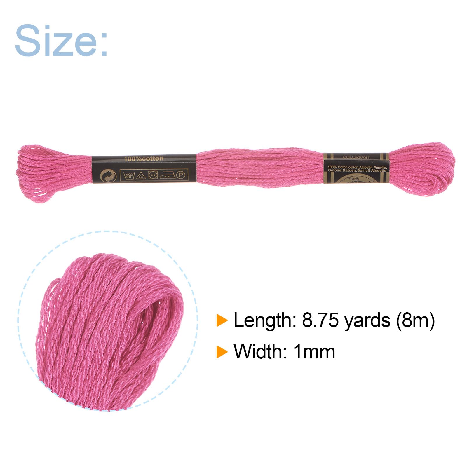 24 Skeins Embroidery Cotton Floss - 100% Egyptian Long Fiber, 8.75 Yards Each, For Cross Stitch & Friendship Bracelets (Pink)