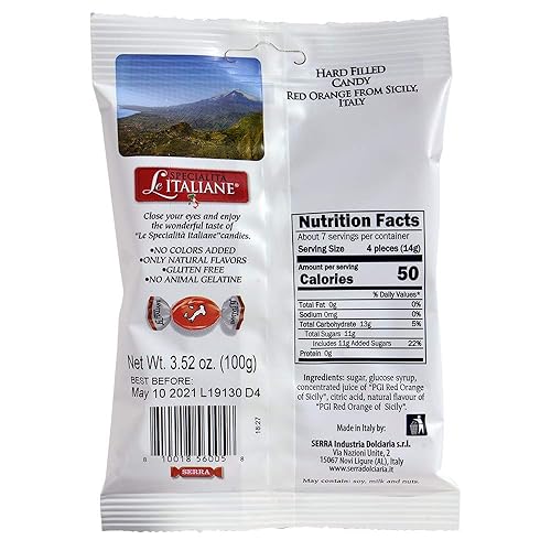 Miniatura 2 de Serra Le Italiane - Caramelo duro natural italiano relleno de naranja rojo de Sicilia Italia 35 onzas