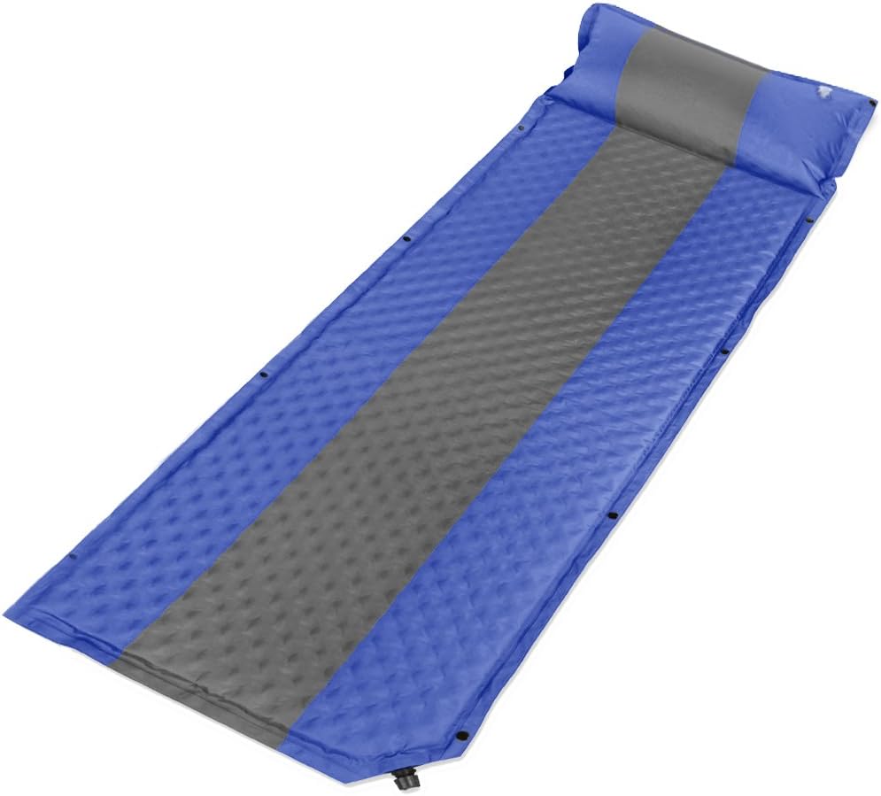 YAAO Self-Inflating Sleeping Pad Lightweight Sleeping Mat with Attached Pillow Blue