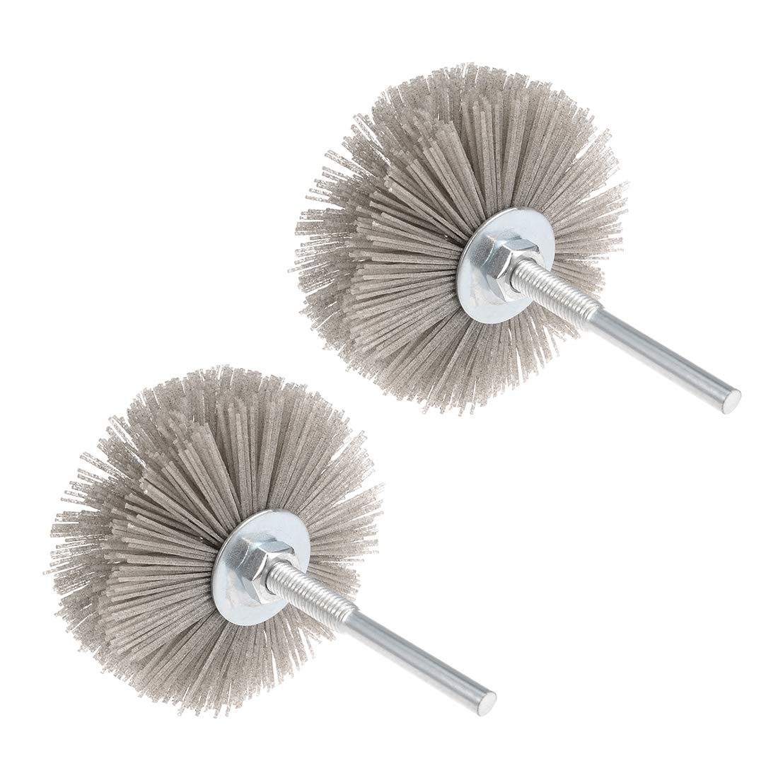 sourcing map 2 Stück Nylon Bürstenaufsatz Scheibenbürste Drahtscheibenbürste 240 Körner mit Schaft ø 6 mm