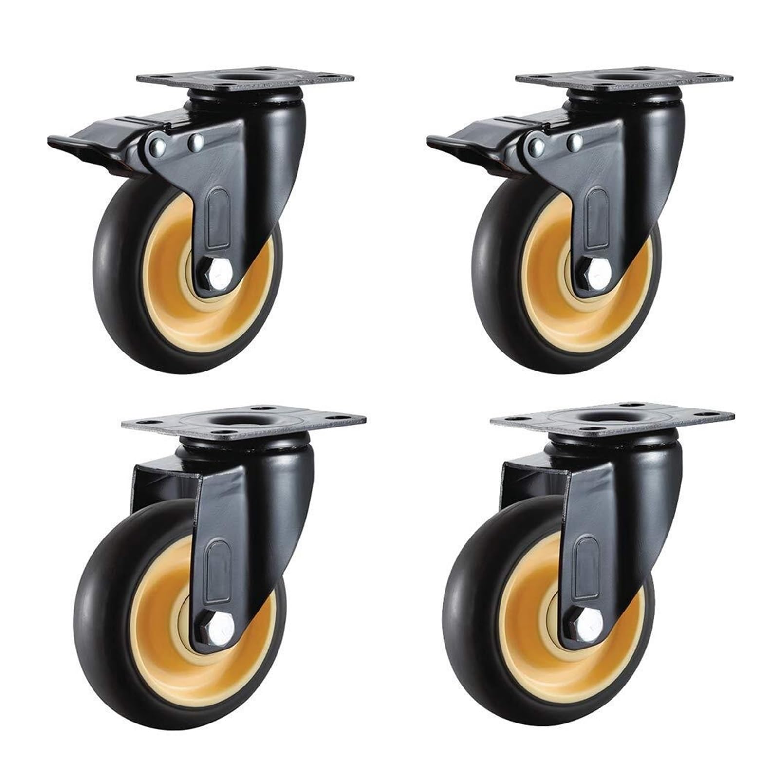 GYRAZXS Heavy Duty Swivel Plate Casters Pack of 4 TPR Rubber Wheels for Furniture Workbench Dual Locking Mute Bearing Castor