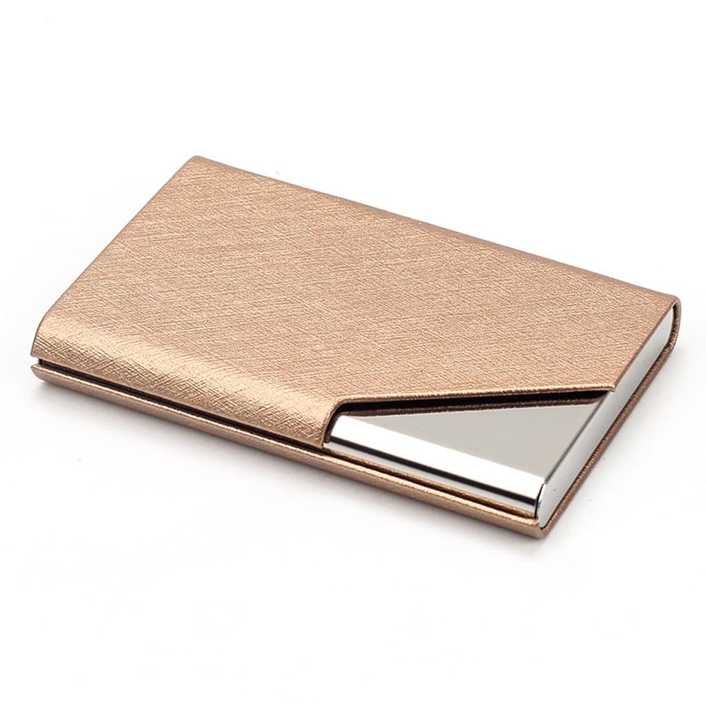MOBYGKFY Wallet PU Leather Business Card Holder Metal Aluminum Case