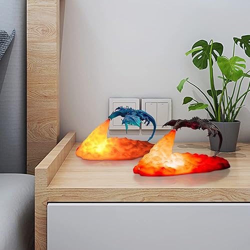 HCPBRS Nueva lámpara de dragón 2023 lámpara de respiración de fuego de dragón luz nocturna de dragón volcán impresa en 3D luz de luna recargable USB