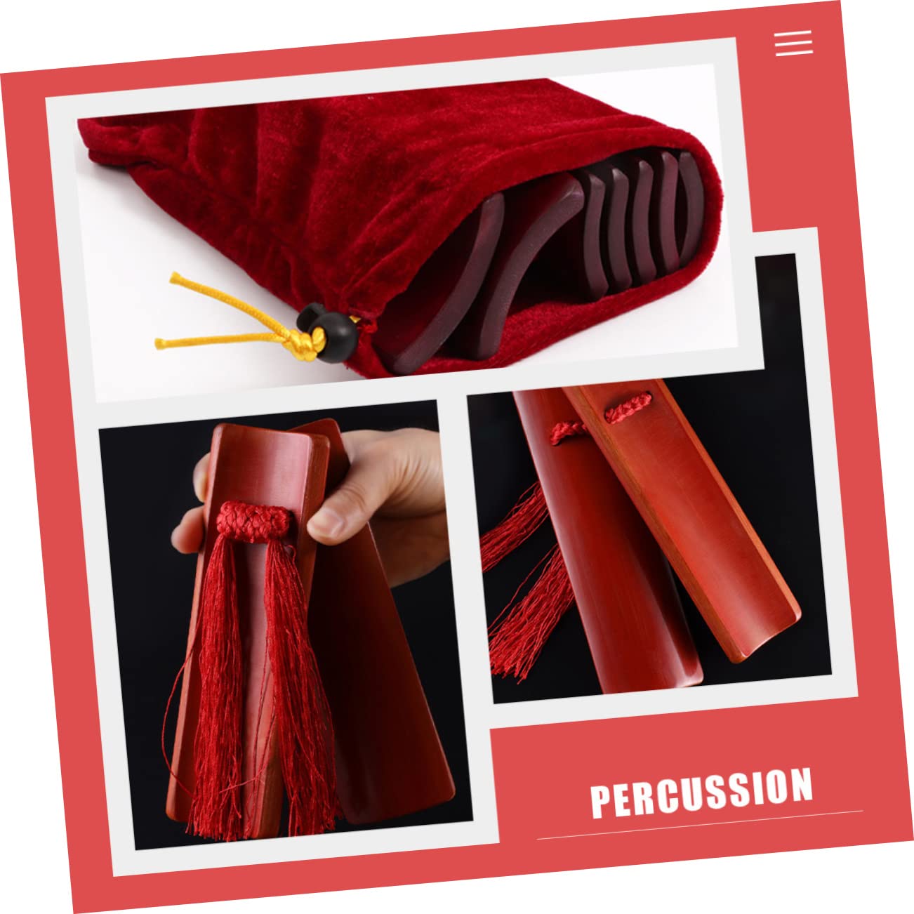 Badajo, instrumento de percusión, Badajo de mano Allegro s de bambú viejo for adultos Castañuelas for adultos Platos de bambú for 3 pares Generador de ruido Allegro tradicional China Kuaiban Bam