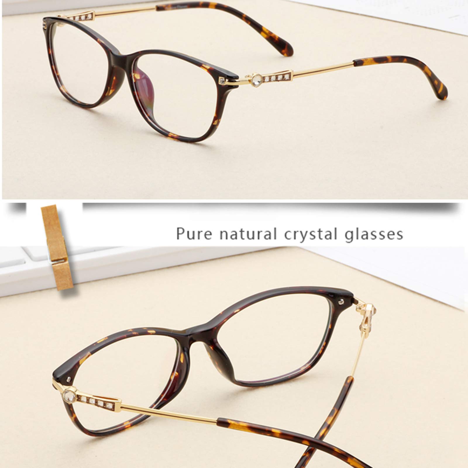 Design Für Herren Und Damen HD Anti-Blaulicht-Augenschutz,Anti-Blaue Lesebrille Vintage Kristall Lesebrille,Naturkristall-Lesebrille,Tortoiseshell,+2.5
