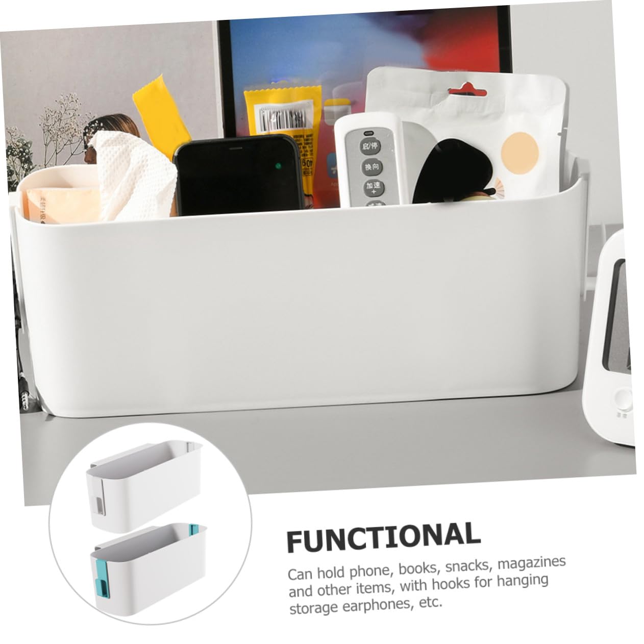 2 pièces Porte-objets de Chevet Suspendu Support de Rangement Polyvalent pour Bureau et Chambre Organiseur Plastique sans Percage Panier Suspendu pour Lit Étudiant et Bureau Vert