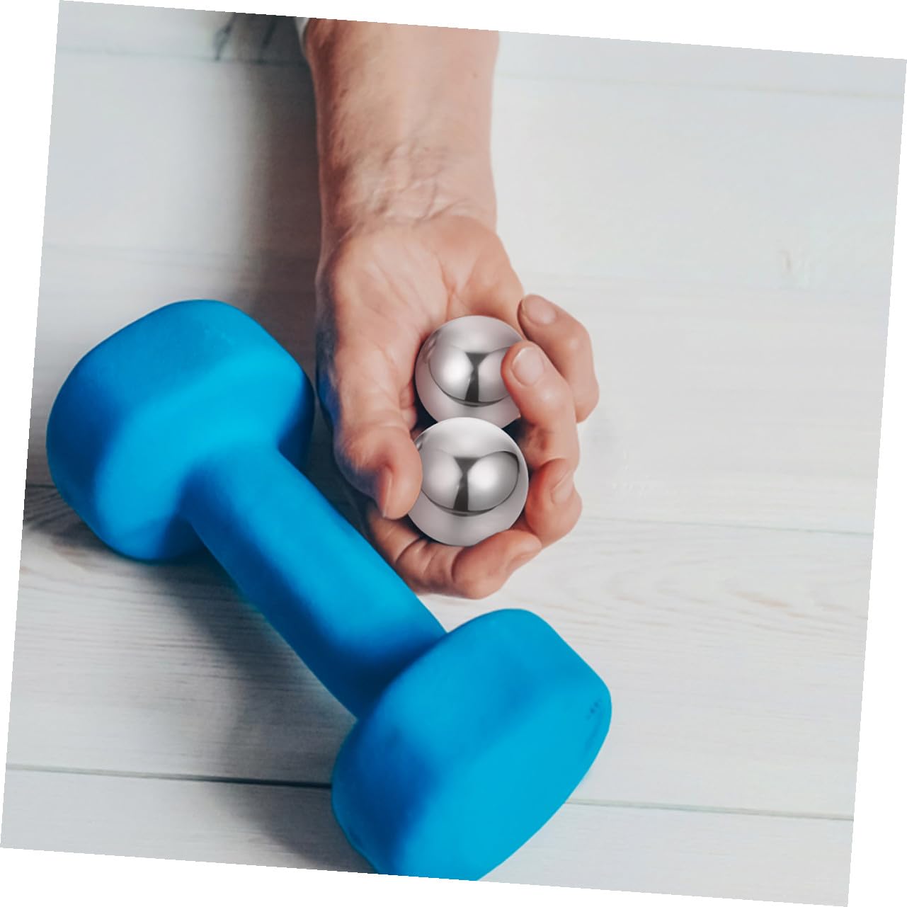 Massageball Satz 1 Paar aus Edelstahl, Silber, für Handübungen