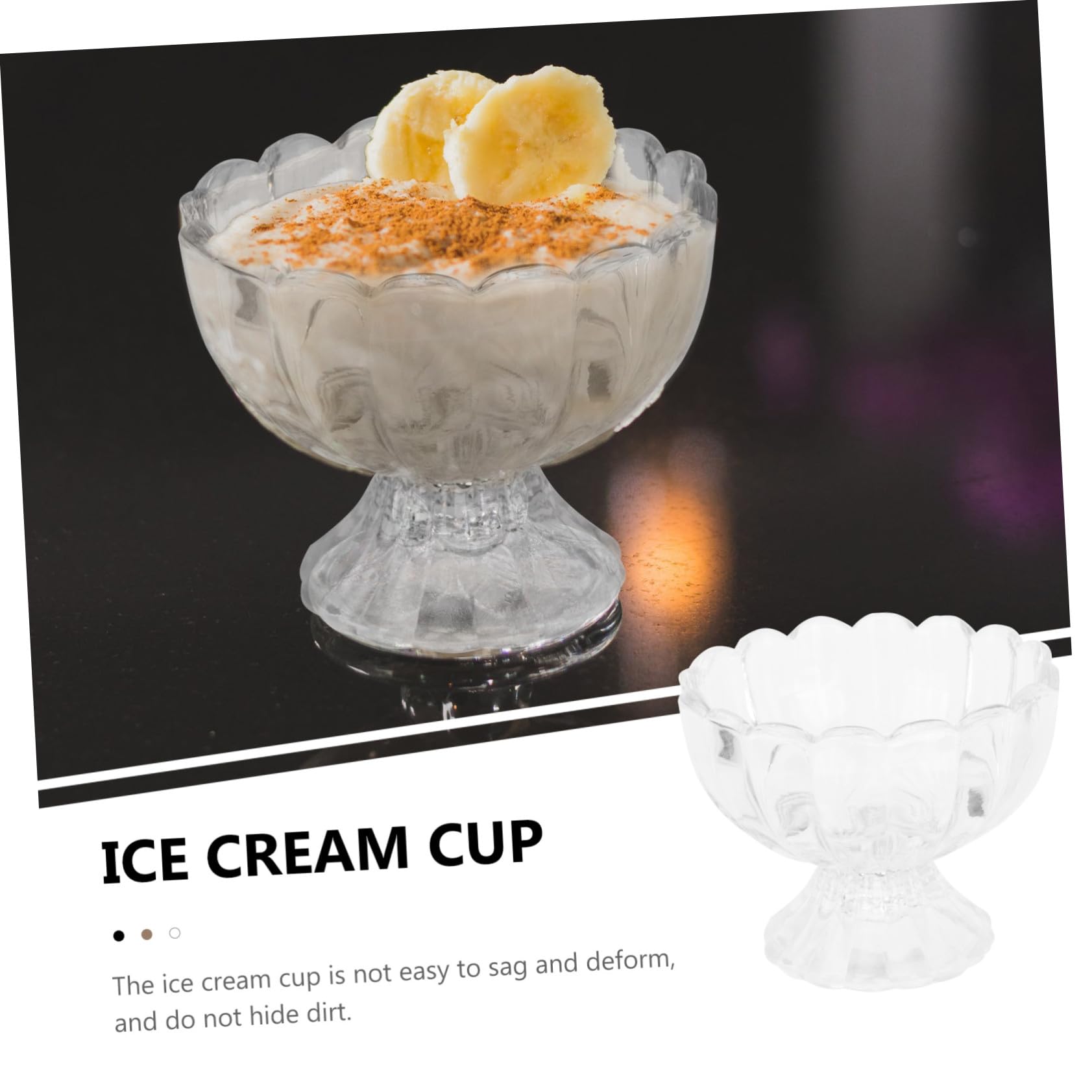 TEHAUX 5pezzi Coppette Gelato Vetro Trasparente Tazza di Loto per Budino e Gelato Ciotole da Usare come Tazza Ciotola per Yogurt
