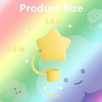 Vista 2 de Juego de 4 fundas de popote con diseño de estrella compatibles con vasos Stanley de 30 y 40 onzas, reutilizables, bonitas puntas de popote