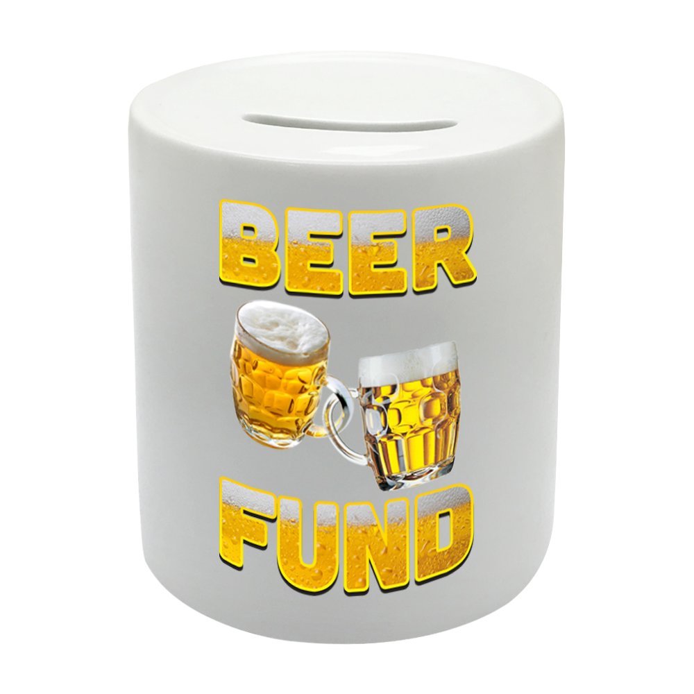 Coralgraph Inc White Bs003 Beer Fund Novelty Gift Printed Ceramic Piggy Bank Money Saving Box