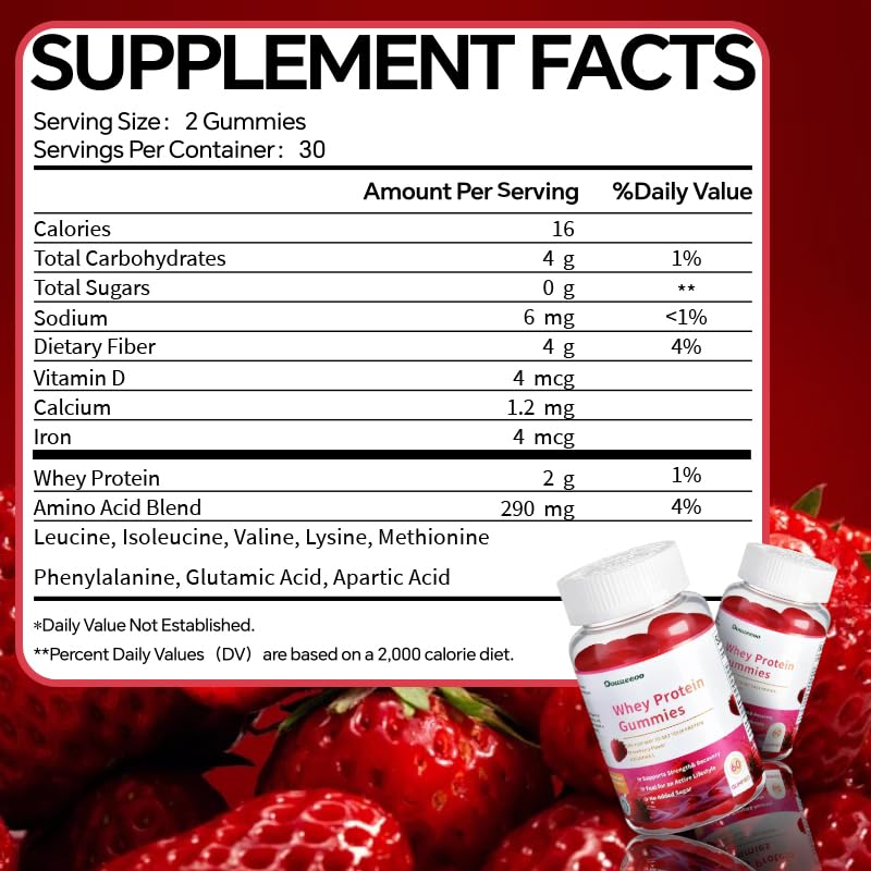 Whey Protein Gummies|1g Whey Protein| Healthy Snacks | Essential Amino Acids | Healthy Gummy Candy | 60 Gummies for Women Men Kids
