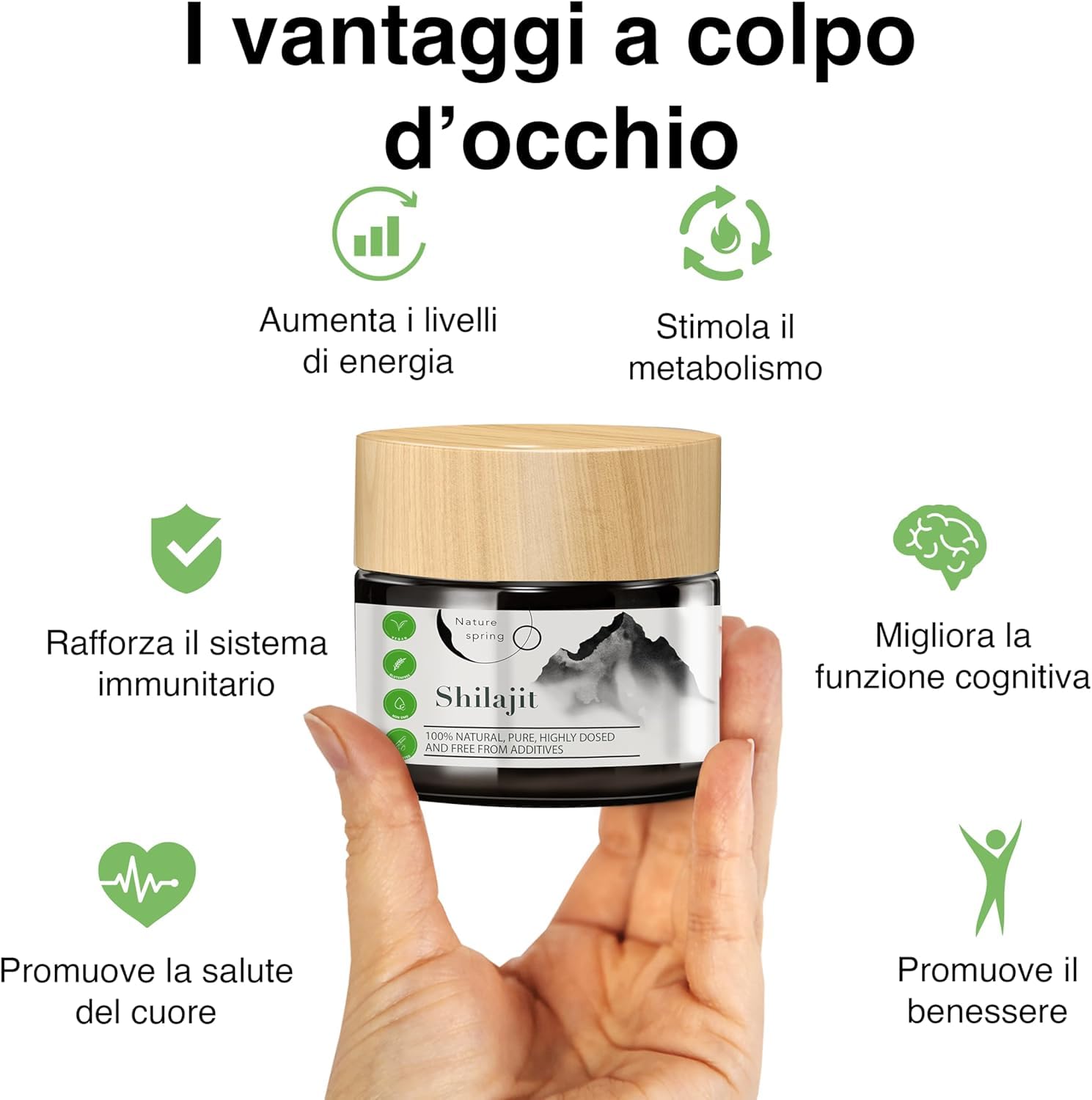 Shilajit Puro Himalayano Originale Mumijo | Premium +2 Mesi | Fonte Himalayana ad Alta Potenza con Acido Fulvico | Acido Umico e Oligoelementi | Per Sostenere il Sistema Immunitario e l'Energia