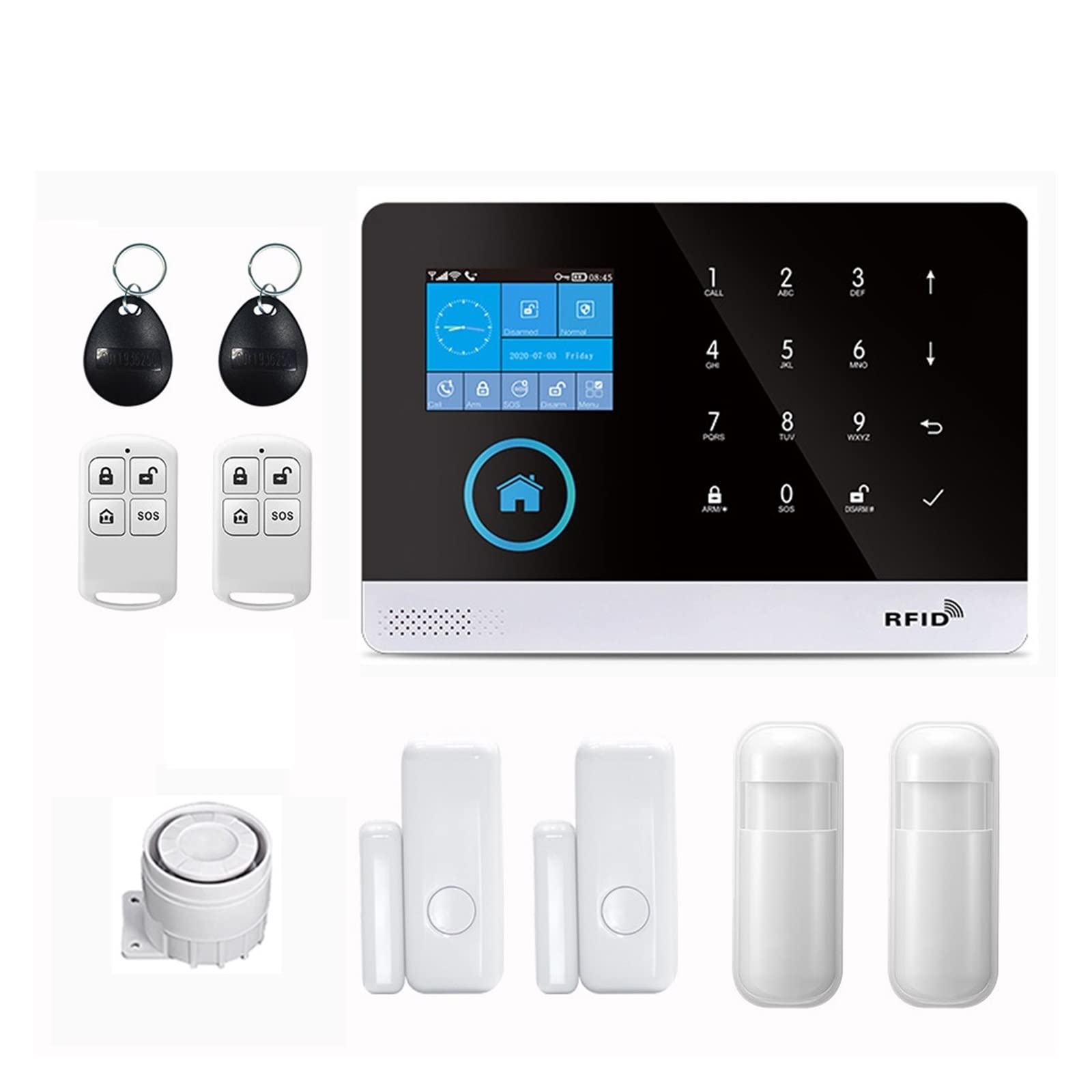 Alarmsystem PG-103 Wireless WIFI GSM Alarm mit Metalldetektor Fenstertürsensor Smart Home Kit Sicherheitsalarmsystem for TUYA APP Hausalarm-Sicherheitssystem, WiFi-Türalarm ( Color : GSM-Set B , Size