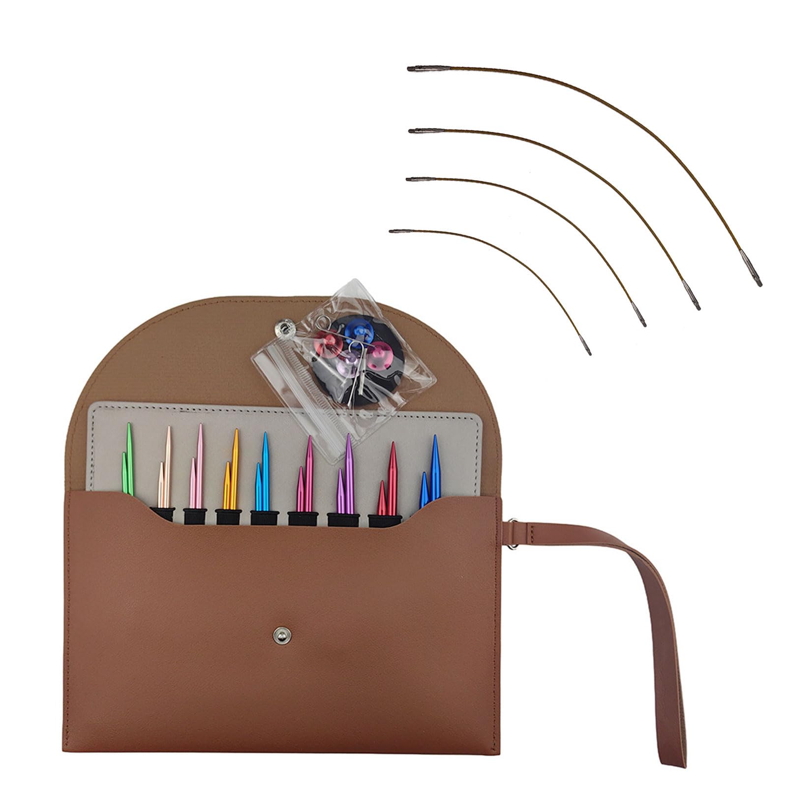 9Pairs Interchangeable Circular Knitting Needle Set Aluminum Circular Knitting Needle 3.0mm-6.0mm with Case for Beginner Tool