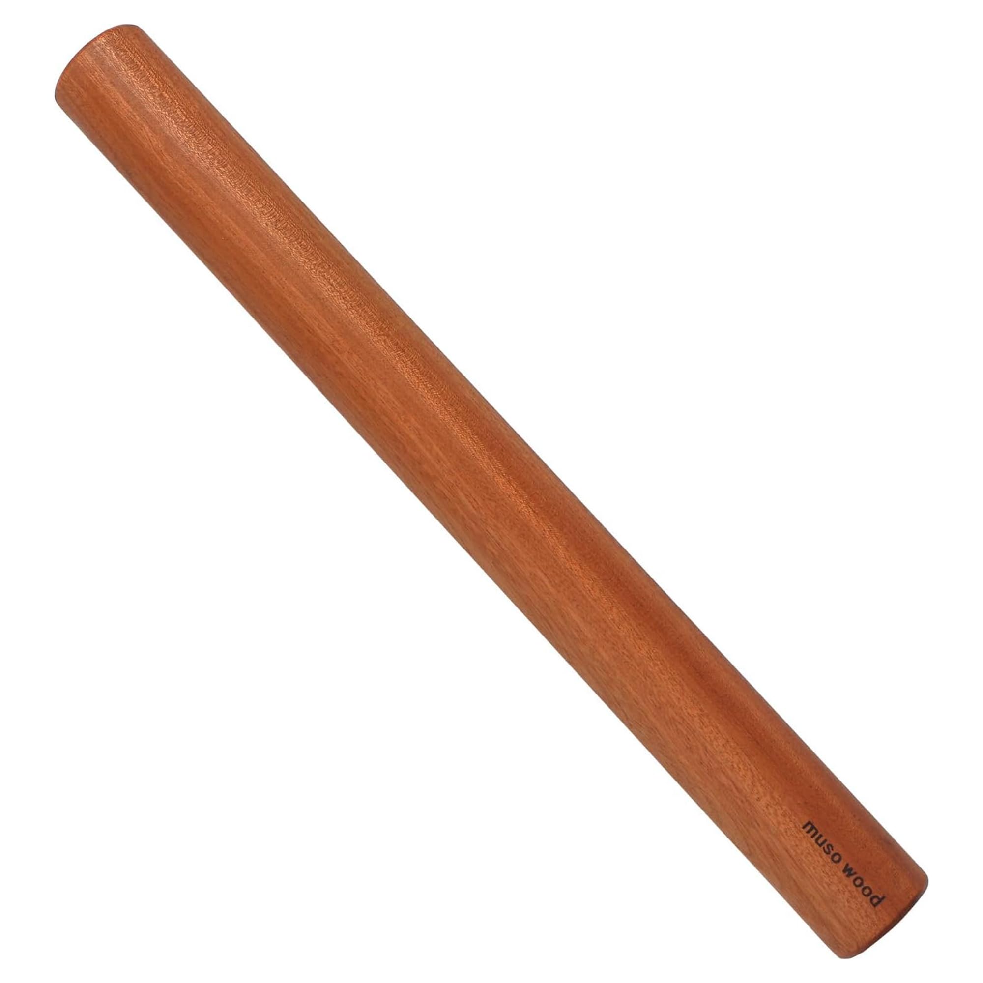 Muso Sapele Wood Rolling Pin for Pizza, Tortillas, Fondant (Flat End 44.5 cm)