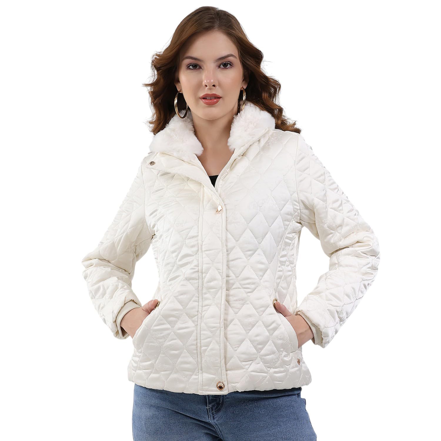 monte carlo Women Regular Fit Self Designed Pattern Collar Neck Side Pocket Zipper Closure Full Sleeve Winter Jacket| Stylish Zipper Jacket | Casual Winter Wear For Women's (Pack Of 1)-picture-47