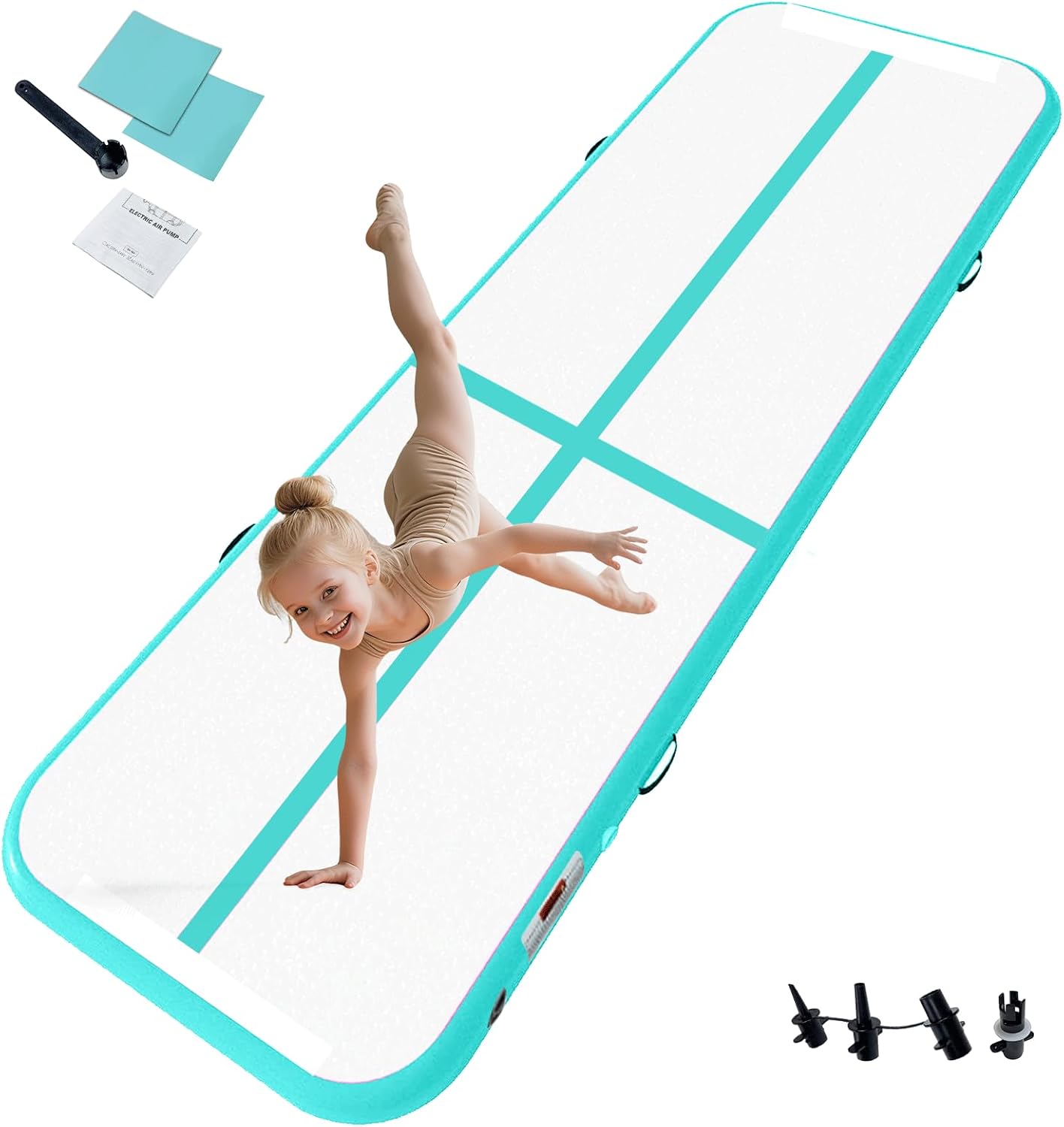 Sudoo 13ft Inflatable Gymnastics Mat 4" Thick Air Tumble Track Training Mat with Electric Pump - Ideal for Home, Training, Cheerleading, Yoga, Parkour, Beach & Water Use