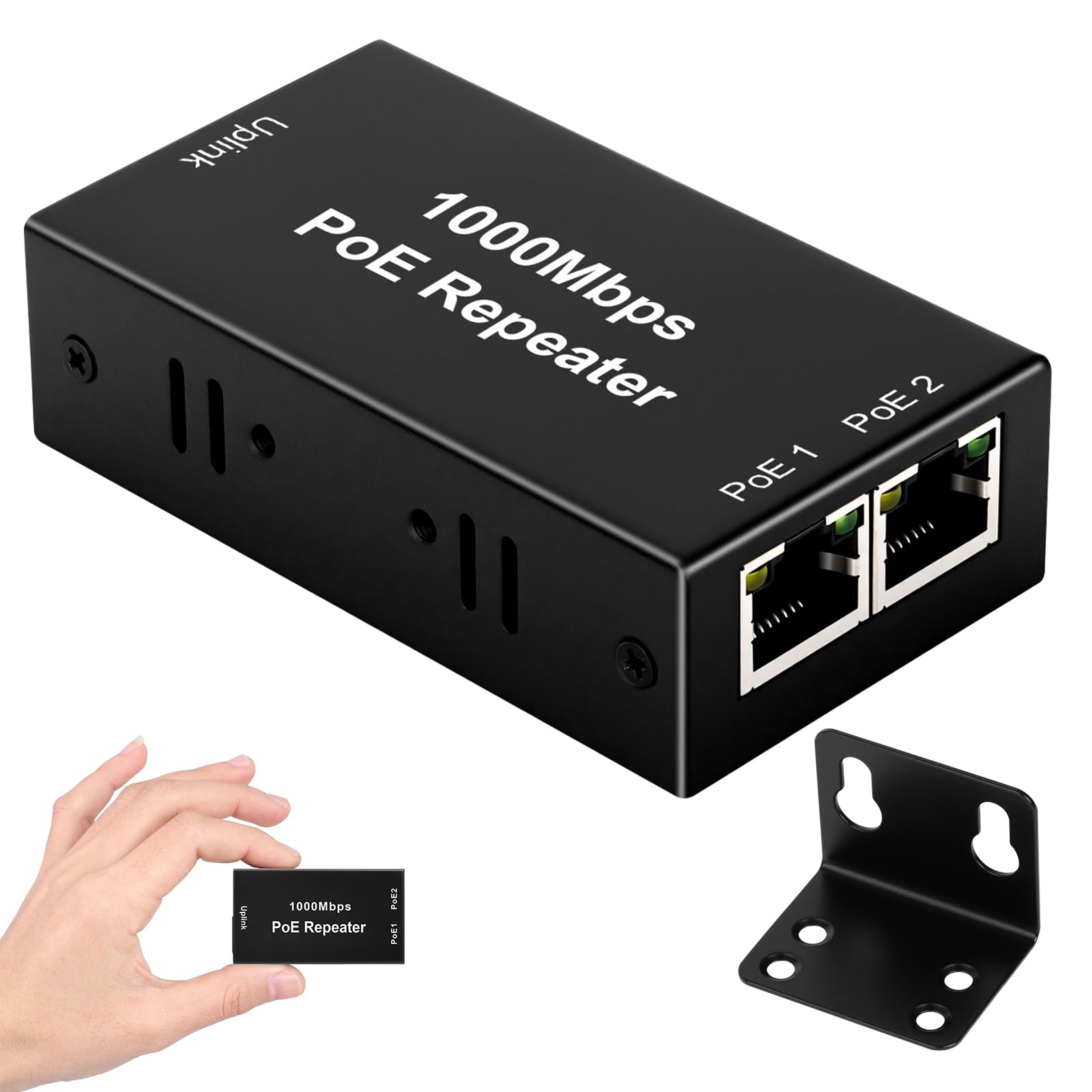 2 Port Gigabit PoE Extender, IEEE802.3af/at (30W) PoE Repeater with 1000 Mbps, Expands Power and Data Transfer by Additional 100 m, 1 in 2 Out POE Splitter for IP Camera/PoE Device-image-44
