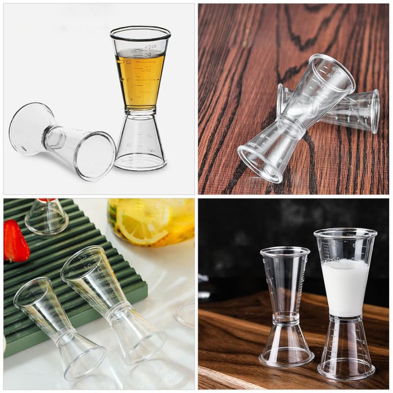 ULTECHNOVO Lot de 6 tasses à mesurer en plastique à double doseur à cocktail à long manche