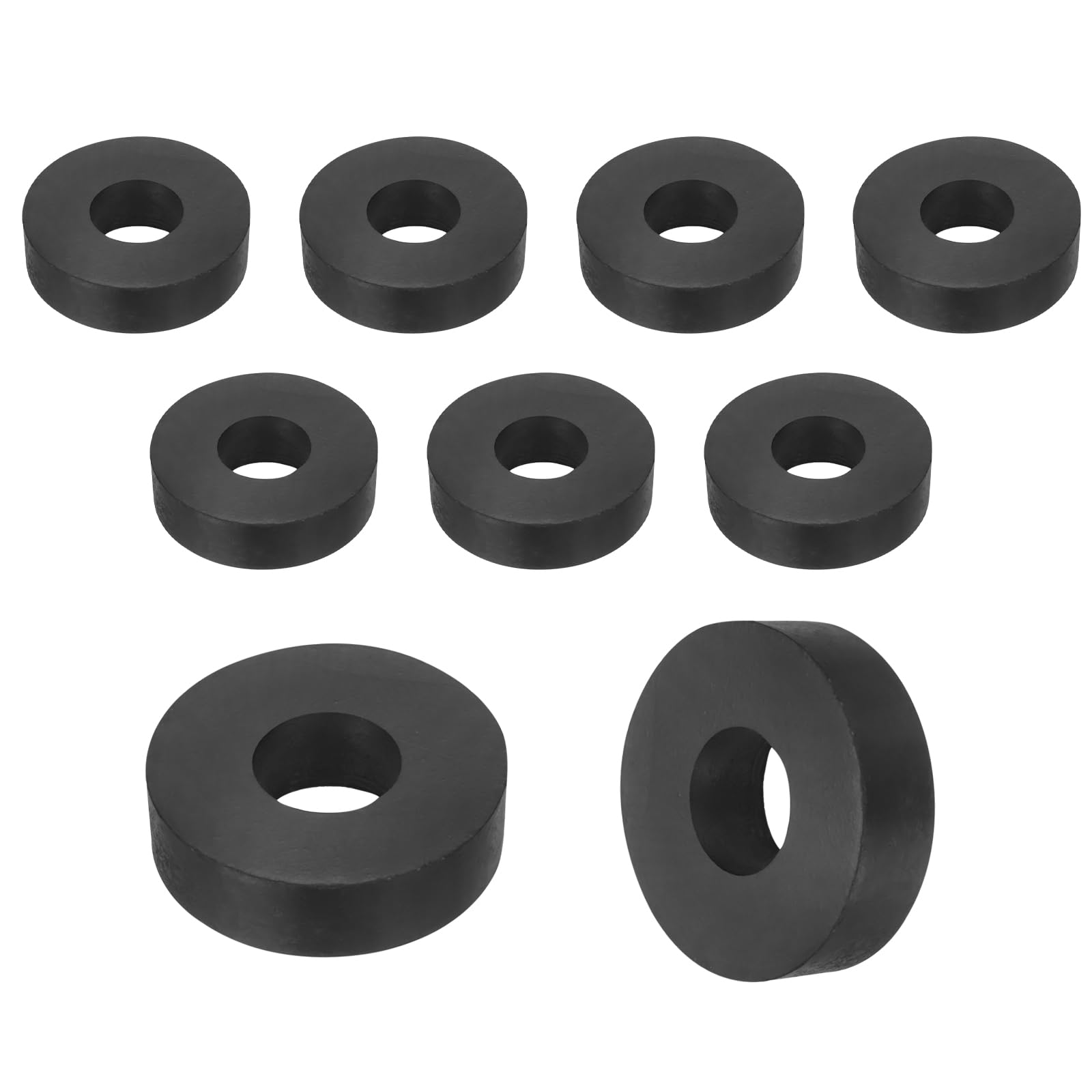sourcing map 15Pcs Rubber Spacers, 14mm OD, 5mm ID, 10mm Thick Black Round Anti Vibration Rubber Pads Isolation Bushings Washer for Home Cars Boat(0.55" OD x 0.2" ID x 0.39" Thick)