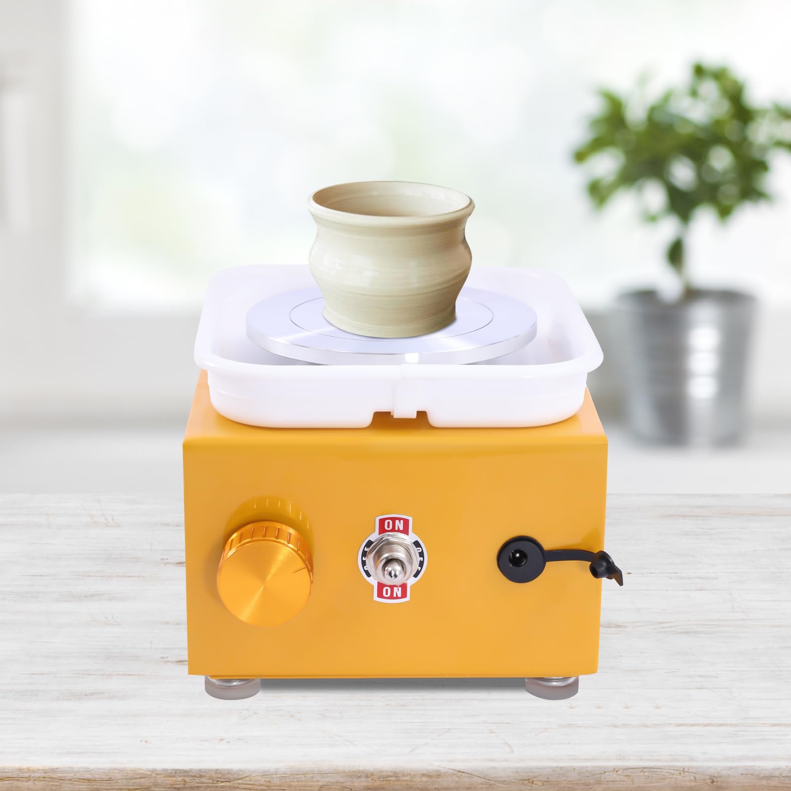 Pequeño y versátil torno de alfarería con lavabo extraíble | Motor silencioso de 2000 rpm para un trabajo silencioso | Plato giratorio de 10 cm para pequeñas obras de arte | Perfecto para clases de