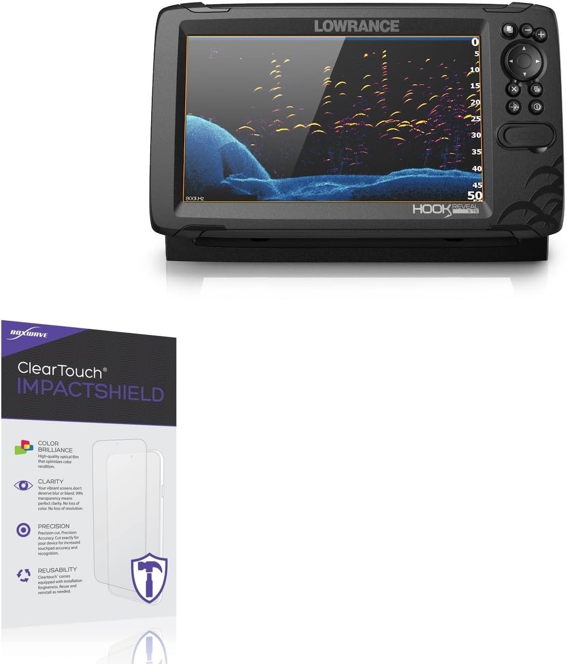 BoxWave Screen Protector Compatible With Lowrance Hook Reveal 9 - ClearTouch ImpactShield (2-Pack), Impenetrable Screen Protector Flexible Film