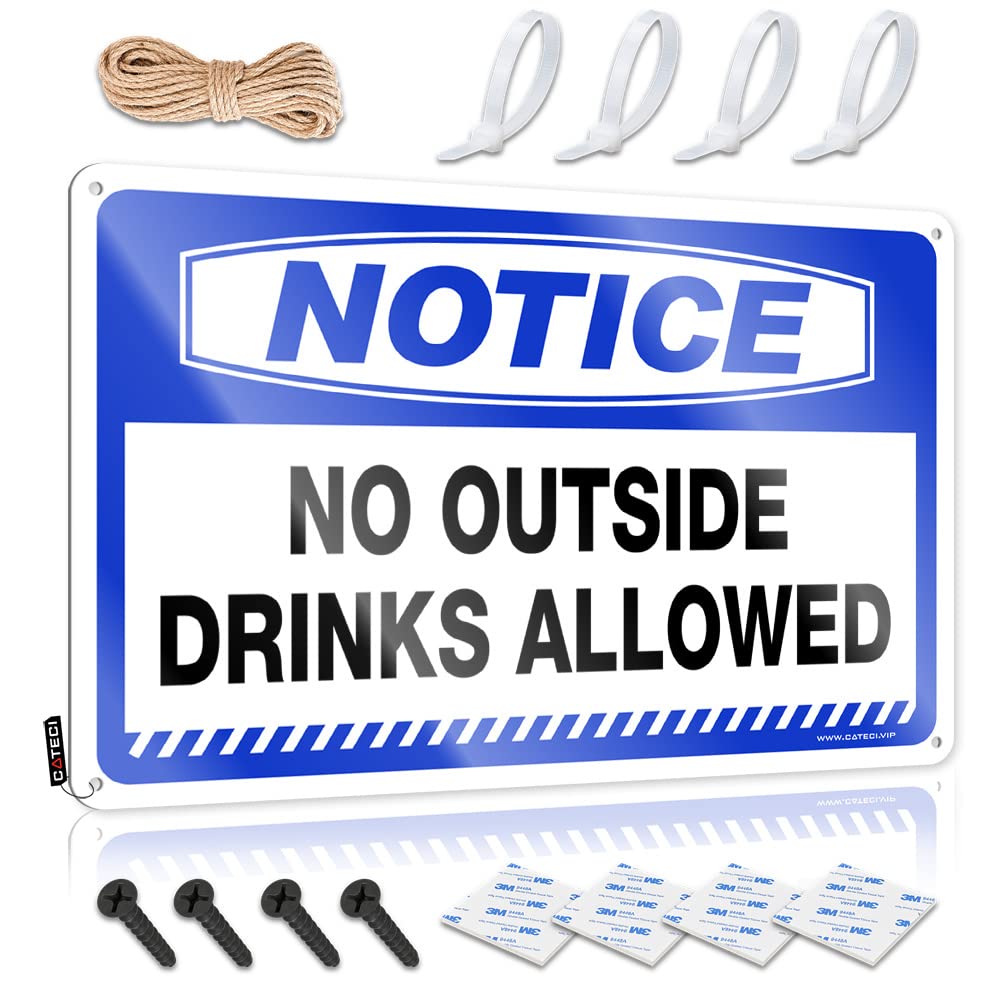 BRUNTELO Funny Kitchen Tin Signs Notice No Outside Drinks Allowed Tin Sign Tin Metal Bar Signs Tin Sign Funny