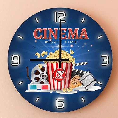 Miniatura 4 de The Geeky Days Movie Time Popcorn Filmstrip Clapboard Tickets Reloj de pared silencioso Diseño moderno Amantes de la película Decoración del hogar