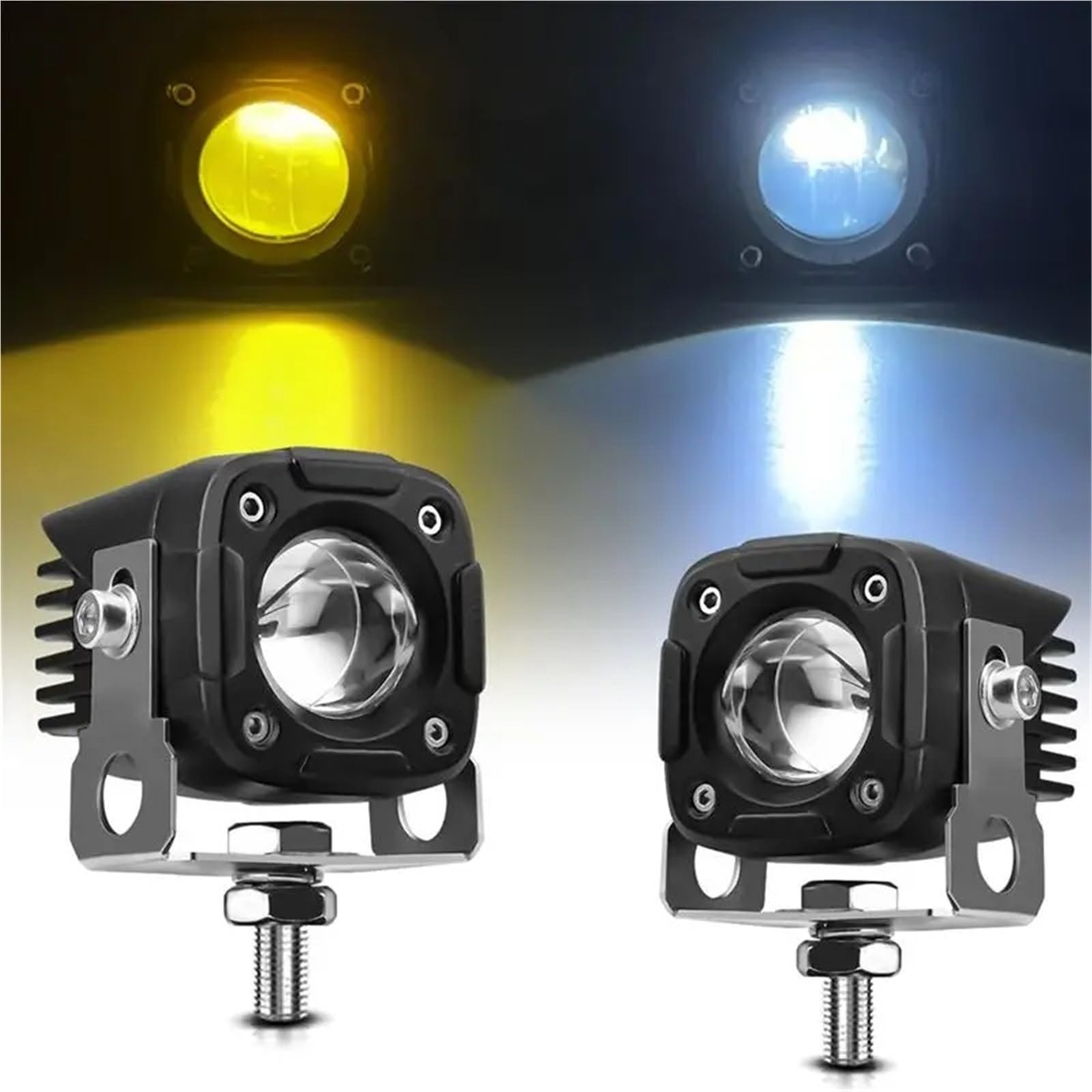 faro moto Foco para motocicleta, luz LED antiniebla auxiliar, luz blanca + ámbar, 60000LM, para coche, camión, SUV, UTV, Tractor, barco