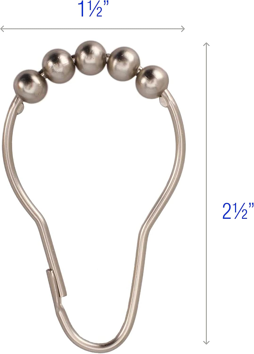 2lbDepot Shower Curtain Rings Hooks - Brushed Nickel Finish - Premium 18/8 Stainless Steel - Locking Rings with Easy Glide Rollers - Five Finishes Available - Set of 12 for Shower Rods
