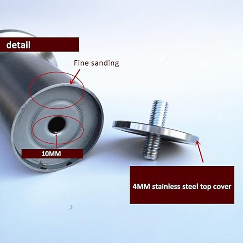 Miniatura 5 de M10 - Patas ajustables para muebles con varilla roscada, patas de cama de acero inoxidable cepillado, patas de mesa de cristal, patas de repuesto