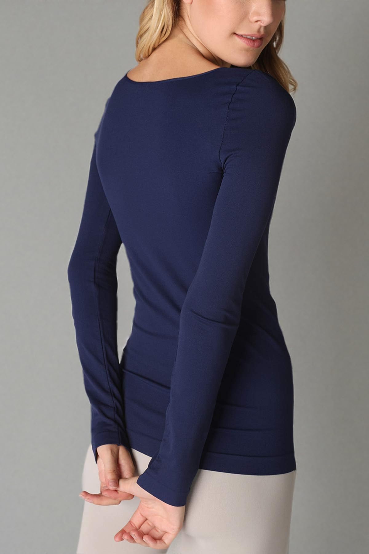 Nikibiki manga larga cuello redondo Top - Azul -