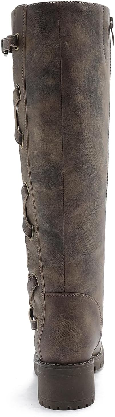 GLOBALWIN Women's Boots Back Lace Up Fall Winter Fashion Knee High Boots For Women