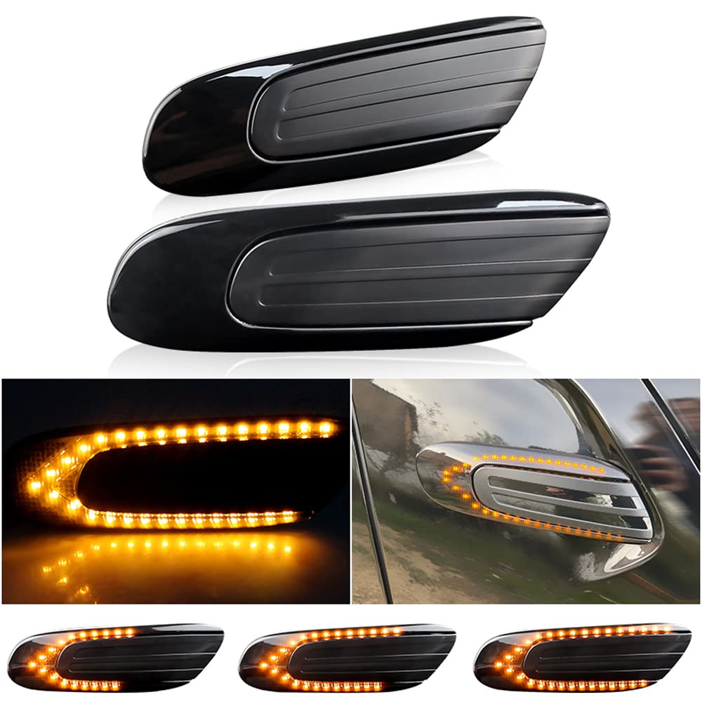 Indicatori di direzione laterali per auto - Nero - Coppia di fumé - Compatibile con BMW Mini Cooper F54 F55 F56 F57 2014-2020