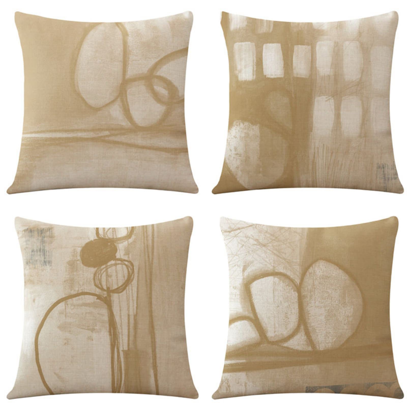Housse de coussin extérieur 70x70 marron en lin pour salon de jardin