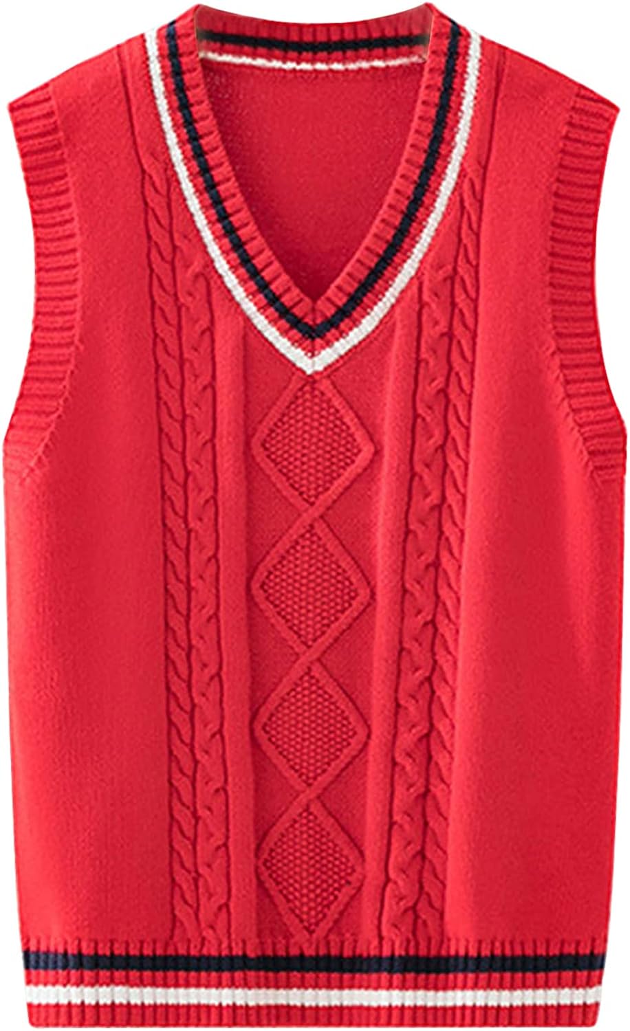 CHICTRY Boys Girls V Neck Knitted Argyle Sweater Vest Kids Uniform Vest Knitwear Sleeveless Pullover Top: Clothing, Shoes & Jewelry