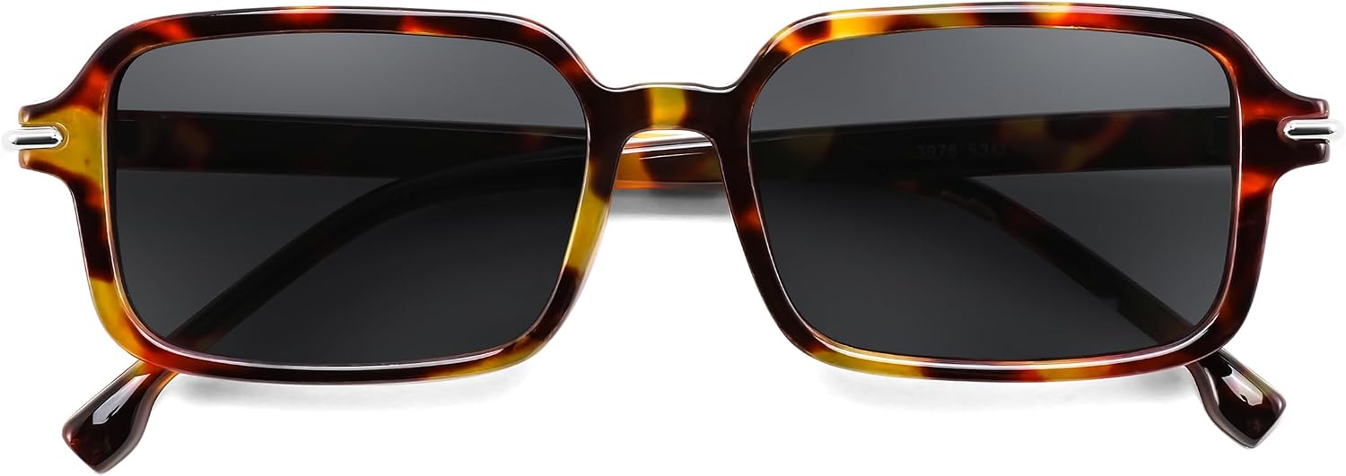FEISEDY Trendy Rectangle Sunglasses for Womens Mens, Retro Small Narrow Thin Slim Square Sun Glasses B9178