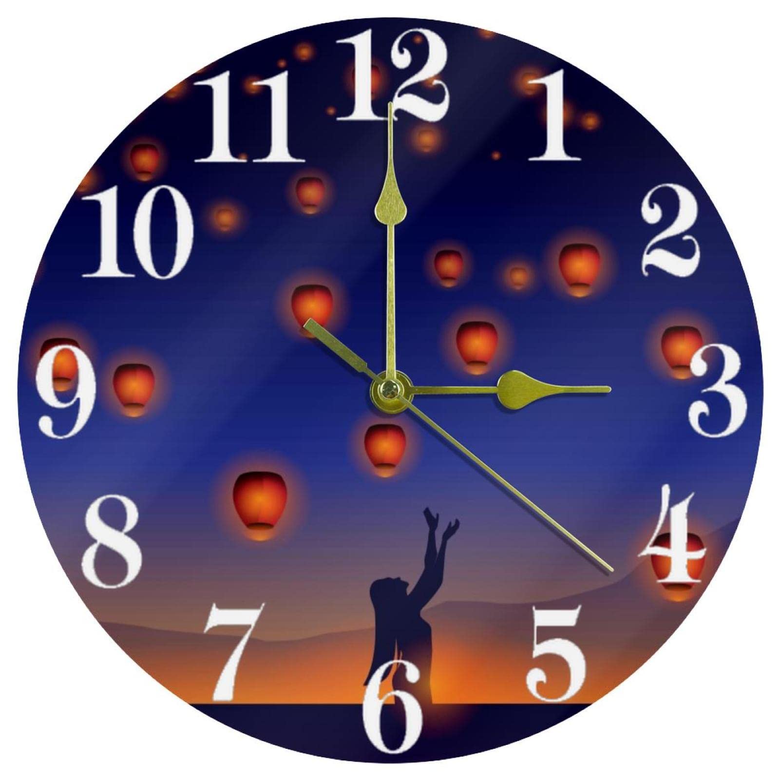 Horloge murale à quartz motif lanterne ciel 25,4 cm fonctionne à piles
